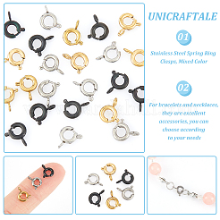 24Pcs 3 Styles Ion Plating(IP) 304 Stainless Steel Spring Ring Clasps&nbsp;STAS-UN0052-58