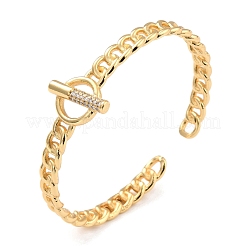 Toggle Clasp Shape Cubic Zirconia Cuff Bangle&nbsp;BJEW-I298-19G