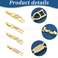 8Pcs 8 Styles Brass Pave Clear Cubic Zirconia Watch Band Clasps&nbsp;KK-OC0001-45