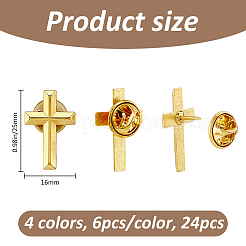 24Pcs 4 Colors Cross Alloy Lapel Pin Backs for Backpack Clothes&nbsp;JEWB-FH0002-99