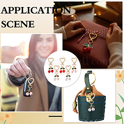 5Pcs 5 Colors Cherry Alloy Enamel Swivel Keychains&nbsp;KEYC-ME0001-05