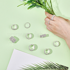 10Pcs 5 Styles Adjustable Alloy Rhinestone Finger Rings for Women&nbsp;RJEW-ME0001-02S
