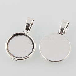 Tibetan Style Alloy Flat Round Pendant Cabochon Settings&nbsp;TIBEP-M022-12AS