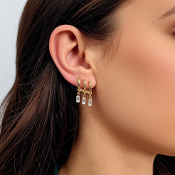 304 Stainless Steel Pave Cubic Zirconia Stud Dangle Earrings for Women&nbsp;SK5308