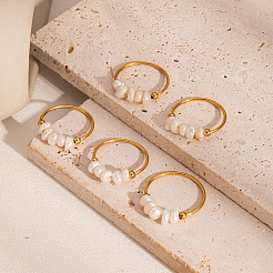 French Style Freshwater Pearl Stainlee Steel Finger Rings for Women&nbsp;LS-OM4825