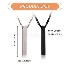 2Pcs 2 Color Stainless Steel Minimalist Rectangle Pendant Necklaces Set&nbsp;JN1123A