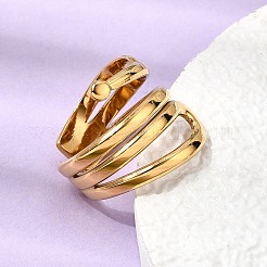 304 Stainless Steel Cuff Open Rings for Women&nbsp;RJEW-L342-17G