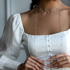 Sterling Silver Clear Cubic Zirconia Round Link Chain Necklaces&nbsp;ID1679-4