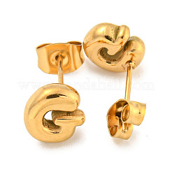 Chunk Letter 304 Stainless Steel Stud Earrings for Women&nbsp;LS-EJEW-G386-01G-G