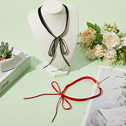 2Pcs 2 Colors Bowknot Velvet Choker Necklaces for Women&nbsp;NJEW-CY0001-01