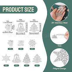 7Pcs 7 Styles 201 Christmas Stainless Steel Connectors Charms&nbsp;STAS-TA0005-48