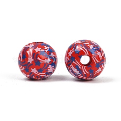 Independence Day Theme Wood European Beads&nbsp;WOOD-Z005-01A-02