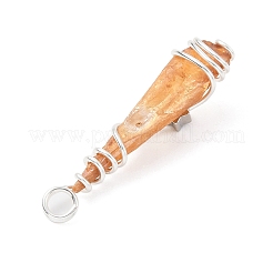 Electroplated Raw Rough Natural Quartz Crystal Copper Wire Wrapped Pendants&nbsp;PALLOY-JF02413-02