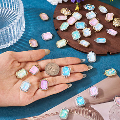 40Pcs 2 Colors UV Plating Alloy with Mixed Color Glass Rhinestone Pendants&nbsp;FIND-PJ0001-37