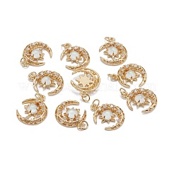Brass Micro Pave Clear Cubic Zirconia Glass Pendants&nbsp;X1-ZIRC-C024-06G-03