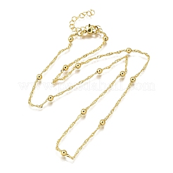 3.5MM Brass Round Ball Singapore Chain Necklaces&nbsp;LS-NJEW-M108-39G