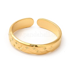 Ion Plating(IP) 304 Stainless Steel Moon & Star Open Cuff Ring for Women&nbsp;RJEW-E063-10G