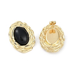 Ion Plating(IP) 304 Stainless Steel Oval Stud Earrings&nbsp;EJEW-Z068-22G