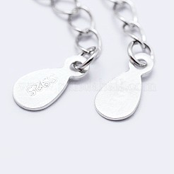 925 Sterling Silver End with Extender Chains and Teardrop Charms&nbsp;STER-F036-26S-40mm