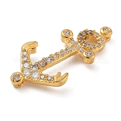 Rack Plating Brass Micro Pave Clear Cubic Zirconia Slide Charms&nbsp;KK-A234-015G