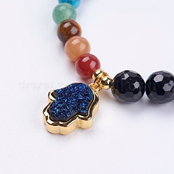 Natural & Synthetic Gemstone Beaded Stretch Charm Bracelets&nbsp;G-I197-06C