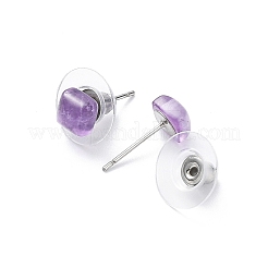 Natural Amethyst Stud Earrings for Women&nbsp;EJEW-K091-01P-08