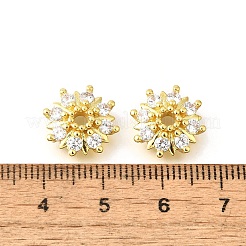 Flower Brass Clear Cubic Zirconia Bead Caps&nbsp;KK-V008-08A-G