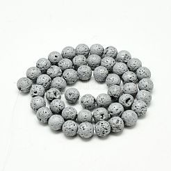 Electroplated Natural Lava Rock Beads Strands&nbsp;X-G-T058-03I-4MM