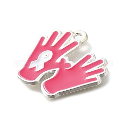 Breast Cancer Pink Awareness Ribbon Theme Alloy Enamel Pendants&nbsp;ENAM-C026-01E-S