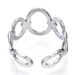 Non-Tarnish 304 Stainless Steel Oval Open Cuff Ring&nbsp;RJEW-N040-08