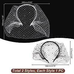 2Pcs 2 Styles Cloth Mesh Veil Headband&nbsp;MRMJ-GA0001-25