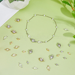 36Pcs 6 Styles Brass Pave Clear Cubic Zirconia Links&nbsp;KK-FH0008-12