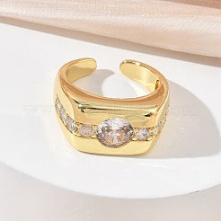 Brass Micro Pave Cubic Zirconia Cuff Open Rings for Women&nbsp;RJEW-L343-06G