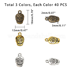 Mexico Holiday Day of the Dead Sugar Skull Tibetan Style Metal Pendants&nbsp;TIBEP-PH0005-06