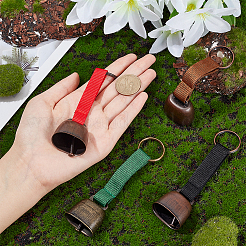 4Pcs 4 Colors Iron Bear Bells with Webbing Keychain&nbsp;KEYC-NB0001-73