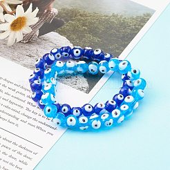Handmade Evil Eye Lampwork Beaded Stretch Bracelets Sets&nbsp;BJEW-JB06218