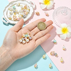 40Pcs 4 Styles Shell Pearl with Brass Pendants&nbsp;PALLOY-YW00213