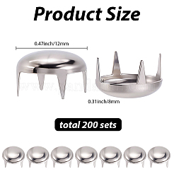 200Pcs Brass Four-Claw Rivets&nbsp;KK-GF0001-20P