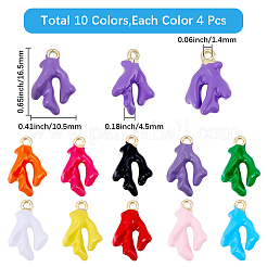 40Pcs 10 Colors Coral Shape Alloy Enamel Pendants&nbsp;ENAM-SC0008-17