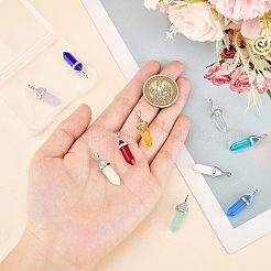10Pcs 10 Colors Bullet Glass Pointed Pendants&nbsp;GLAA-FH0001-49