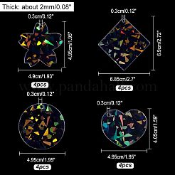 16Pcs 4 Style Transparent Acrylic Pendants&nbsp;FIND-NB0002-58