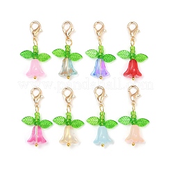 8Pcs Tulip Acrylic & Glass Pendant Decorations&nbsp;HJEW-JM03081-01