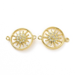 Rack Plating Brass Micro Pave Clear Cubic Zirconia Connector Charms&nbsp;KK-C008-07G
