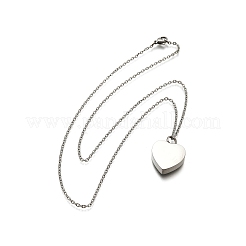 304 Stainless Steel Heart Cinerary Casket Pendant Necklaces&nbsp;NJEW-V002-02P