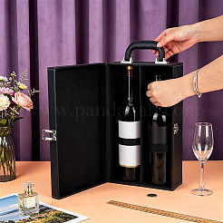 2-Slot Leather Wine Gift Packing Boxes with Handles&nbsp;CON-WH0089-284A