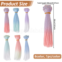 6Pcs 6 Colors High Temperature Fiber Doll Wig Hair&nbsp;AJEW-DC0002-09