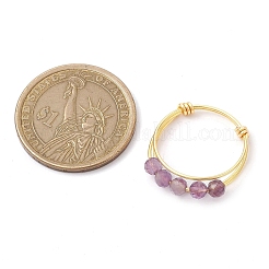 Natural Round Amethyst Beaded Finger Rings&nbsp;RJEW-TA00118-01