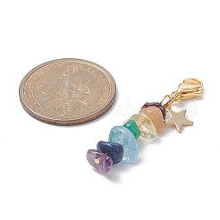 7 Chakra Natural Mixed Gemstone Chip Pendant Decorations&nbsp;HJEW-JM01024
