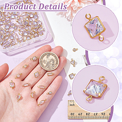 120Pcs 12 Styles Brass Clear Cubic Zirconia Connector Charms&nbsp;KK-NB0003-89