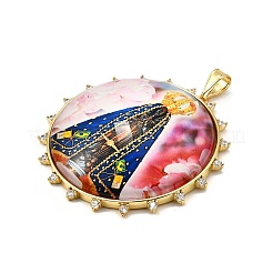 Rack Plating Brass Micro Pave Cubic Zirconia Glue Photographic Paper Pendants&nbsp;KK-D343-01G